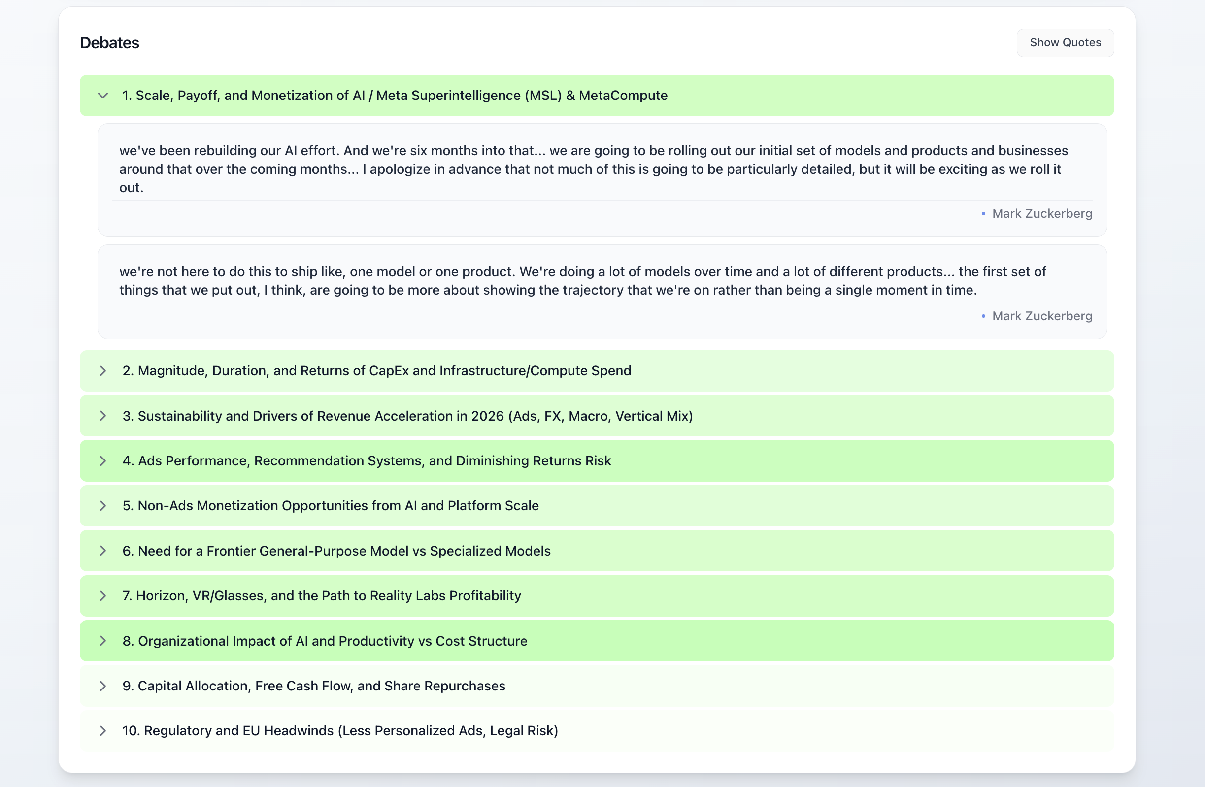 Transcript search feature